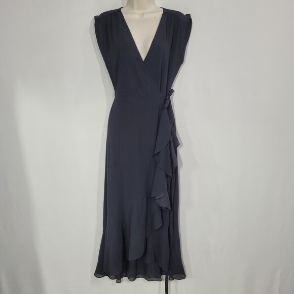 Yumi Kim Black Santorini Midi Sleeveless Ruffle Hem Dress Size S - Picture 1 of 10